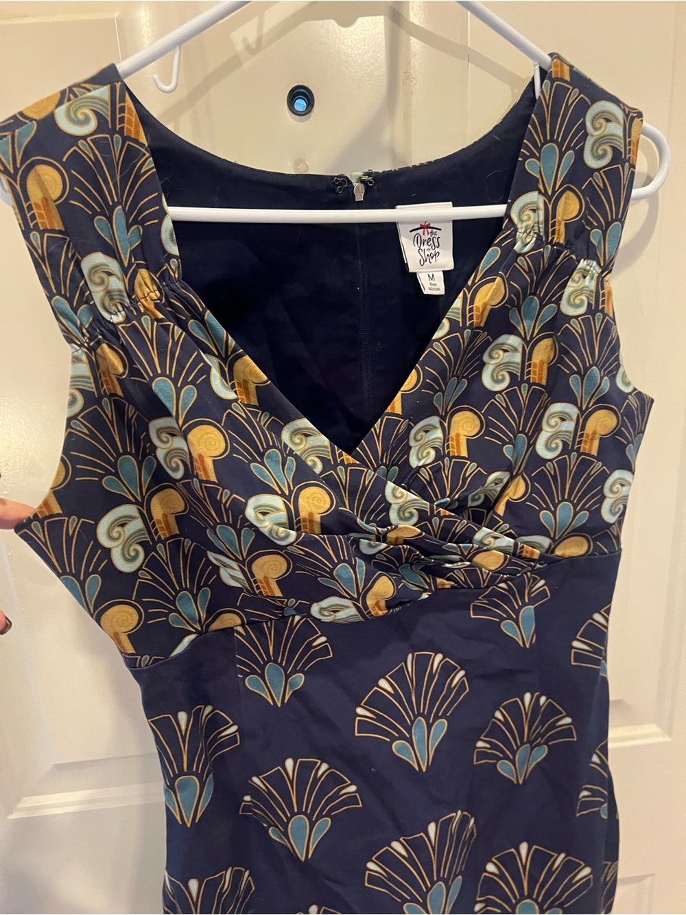 The Dress Shop Fantasia Printed Dress - Navy with Gold & Teal - Picture 2 of 4